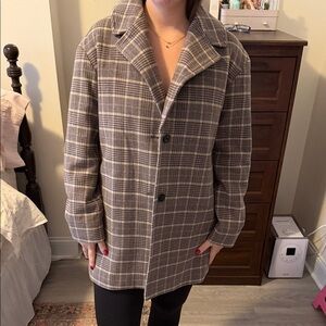 Aritzia Plaid Peacoat